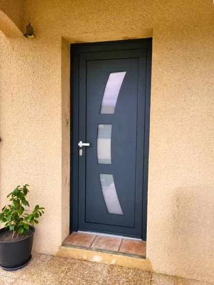 Porte d'entrée Aluminium Gris Anthracite épaisseur 82mm 