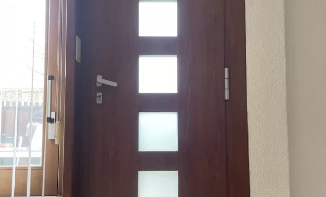 Porte Aluminium coloris Chêne Doré vue intérieur